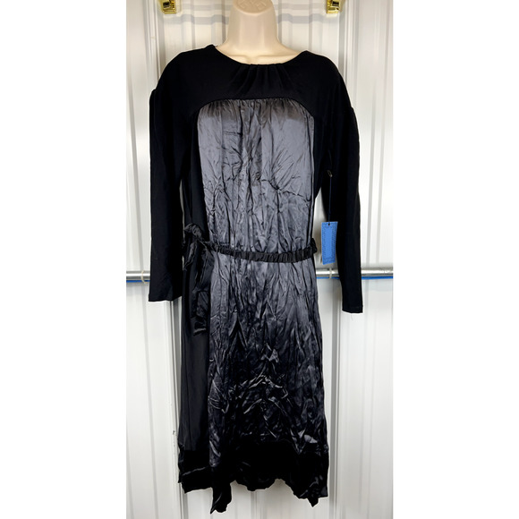 Y2K Witchy Goth Silk‎ Panel Dress L NWT Simply Vera Wang Belted Dark Academia - Picture 1 of 14